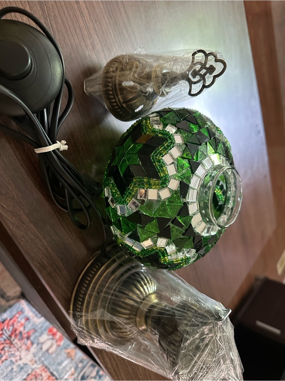 Turkish Green Mosaic Glass Lamp Shade